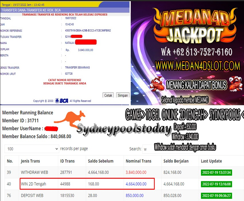 Bukti JP Medan 4D – 19 JULI 2022