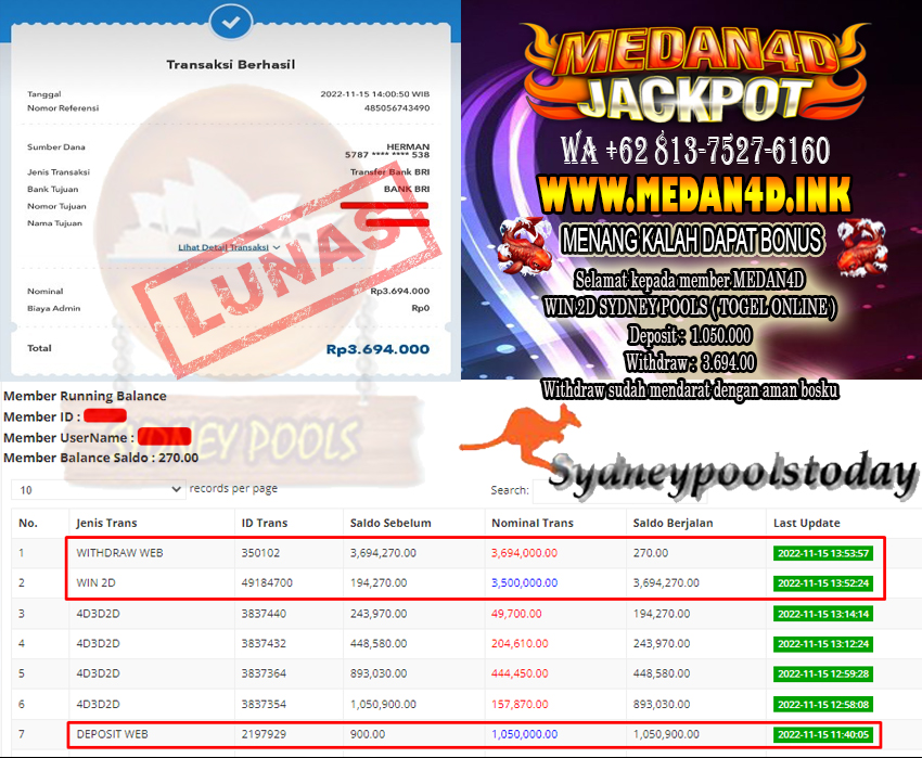 Bukti JP Medan 4D – 15 NOVEMBER 2022