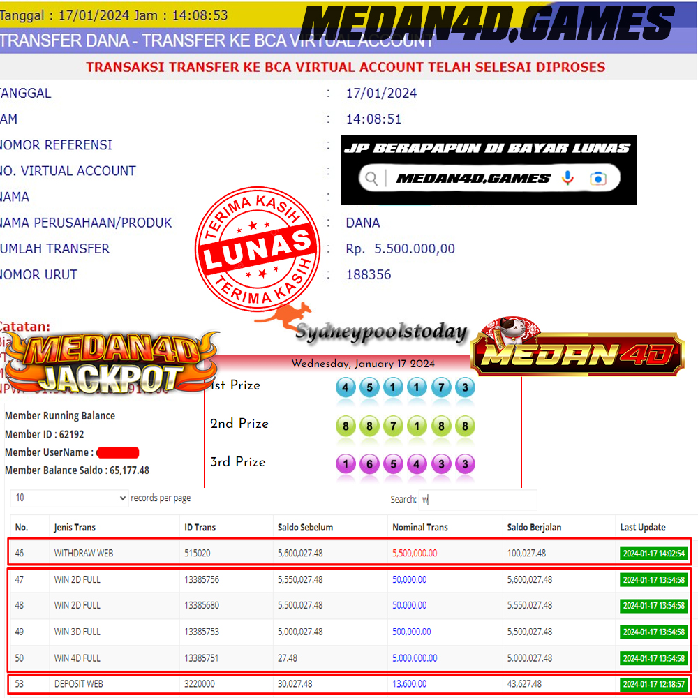 Bukti JP Medan 4D – 17 JANUARI  2024