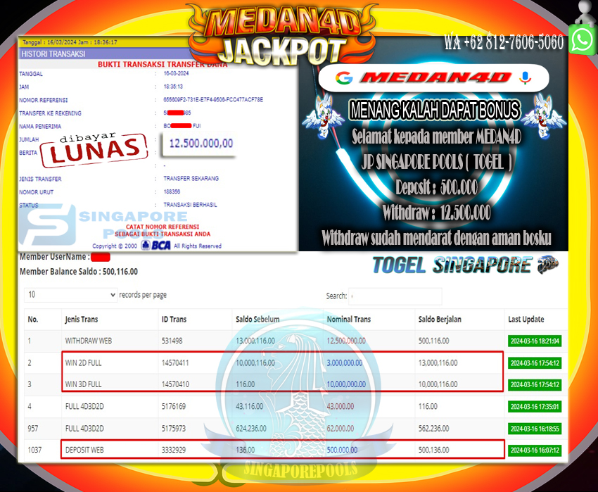 BUKTI JP MEDAN4D – 16 MARET 2024 