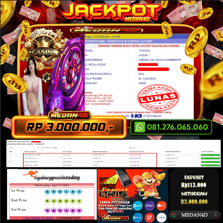 BUKTI JP MEDAN4D – 17 APRIL 2024 