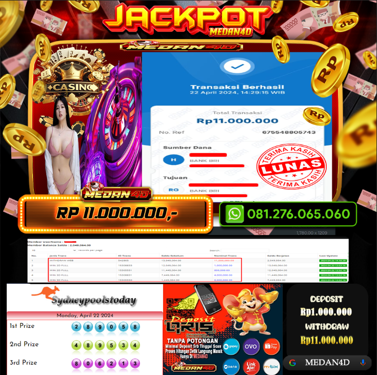 BUKTI JP MEDAN4D – 22 APRIL 2024 