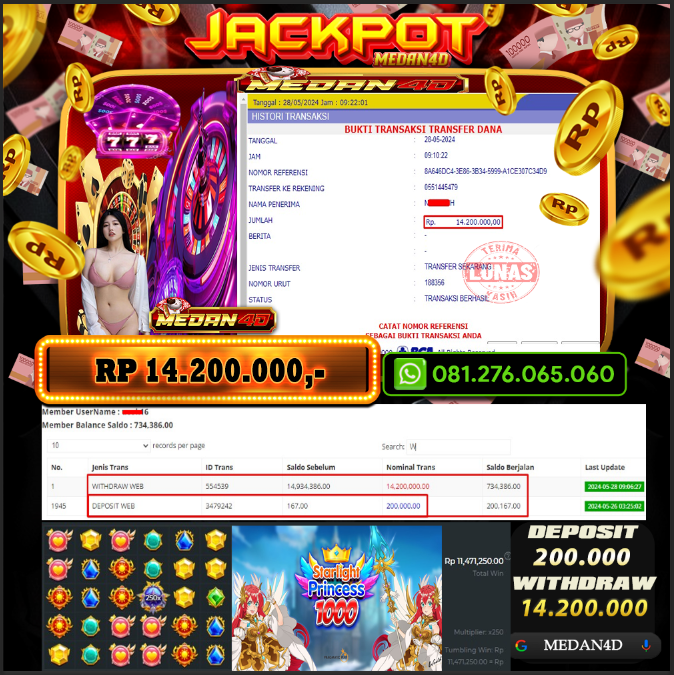 BUKTI JP MEDAN4D – 28 MEI 2024 – STARLIGHT PRINCES 1000