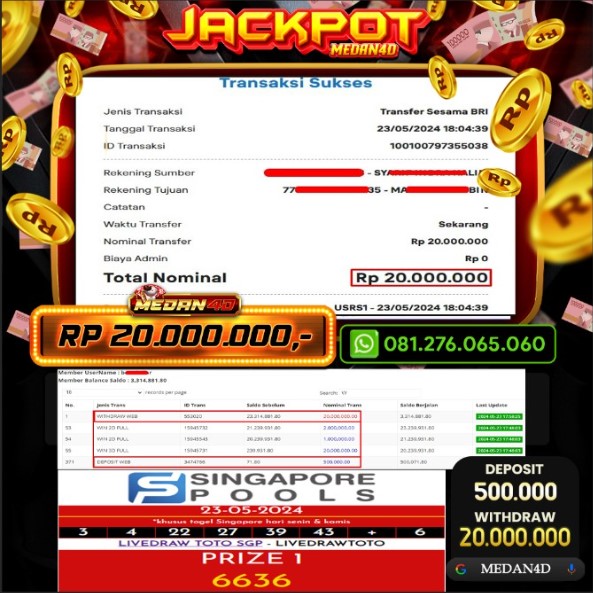 BUKTI JP MEDAN4D – 23 MEI 2024 – SINGAPORE POOLS