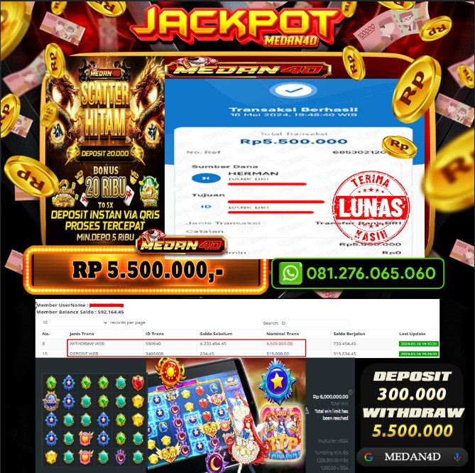 BUKTI JP MEDAN4D – 16 MEI 2024 –  STARLIGHT PRINCES 1000