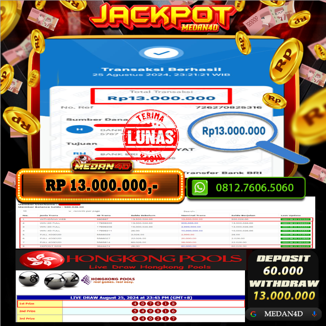 BUKTI JP MEDAN4D – 25 AGUSTUS 2024 