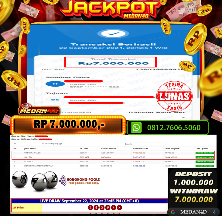 BUKTI JP MEDAN4D – 22 SEPTEMBER 2024 