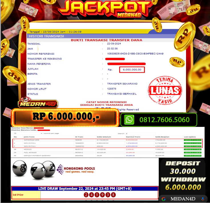 BUKTI JP MEDAN4D – 22 SEPTEMBER 2024 