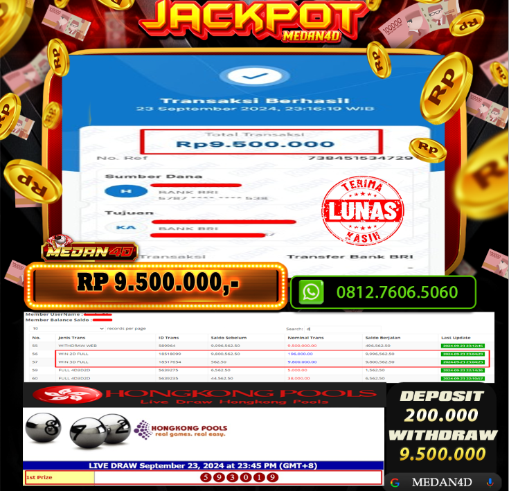 BUKTI JP MEDAN4D – 23 SEPTEMBER 2024 