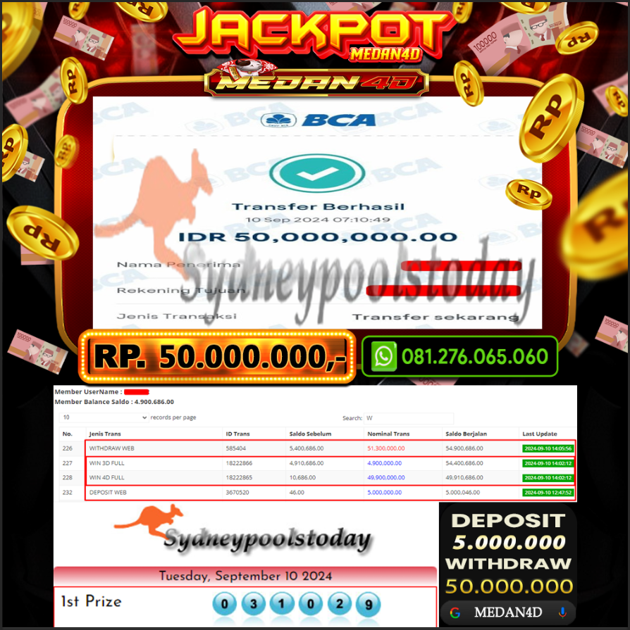 BUKTI JP MEDAN4D – 10 SEPTEMBER 2024 