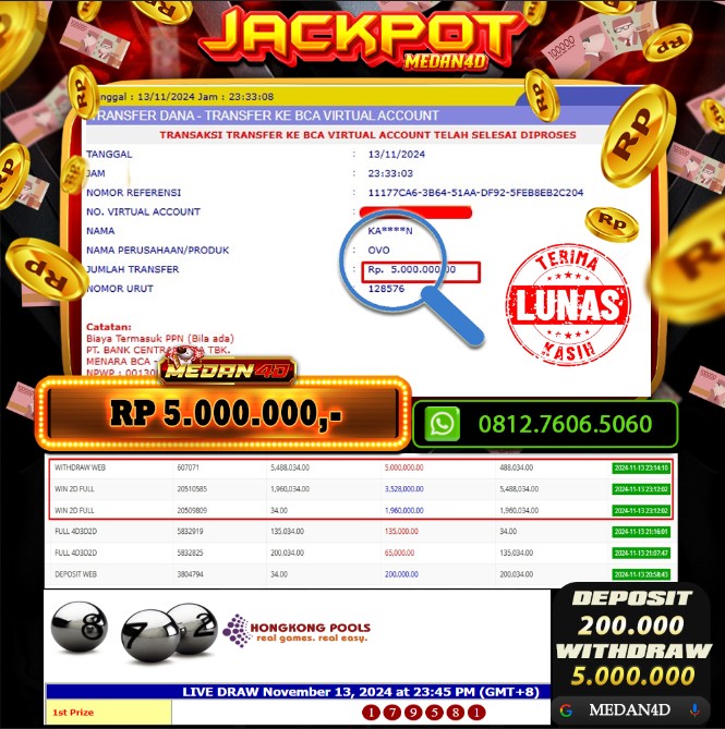 BUKTI JP MEDAN4D – 13 NOVEMBER 2024 